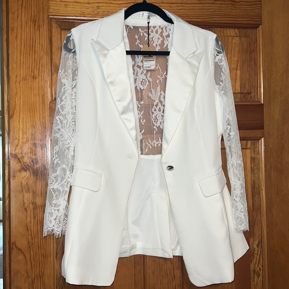 White lace blazer